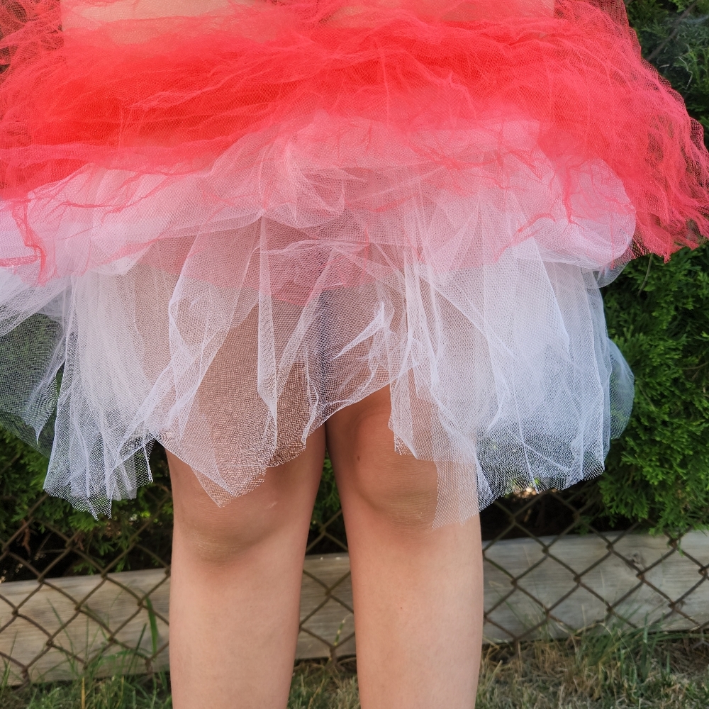 Handmade small  size red and white tutu for Teens 14 to 17 elastic waist size